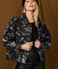 POL Retrograde Tie Dye Denim Jacket CLOTHING