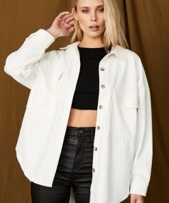 ACOA CLOTHING Charleston Off White Corduroy Shacket