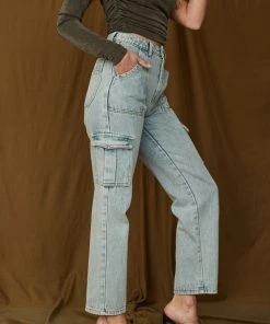 BEIGE BOTANY New Arrivals Eden Light Wash Cargo Pocket Jeans