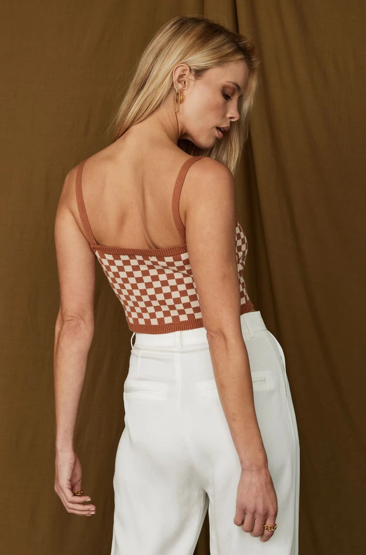 Emory Park Queen's Boulevard Rust Checkered Knit Tank CLOTHING 6 Emory Park Queen's Boulevard Rust Checkered Knit Tank CLOTHING