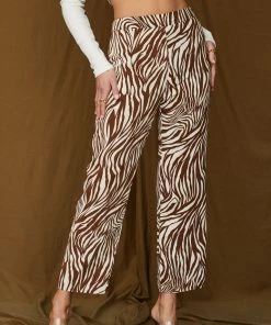 LE LIS New Arrivals Nia Brown Zebra Trousers
