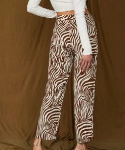 LE LIS New Arrivals Nia Brown Zebra Trousers
