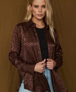 ACOA Gold Rush Chocolate Leopard Blouse