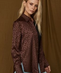 ACOA Gold Rush Chocolate Leopard Blouse