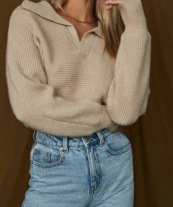 THE FREE YOGA Move On Beige Cropped Sweater CLOTHING