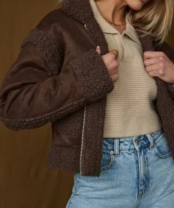 Bailey Rose Blame It Brown Sherpa Jacket