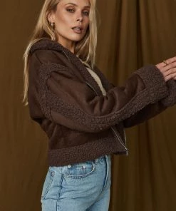 Bailey Rose Blame It Brown Sherpa Jacket