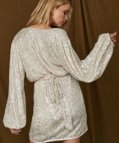 Audrey 3 + 1 Now Or Never Silver Sequin Wrap Dress