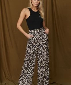 WINK Evelyn Black Abstract Pants CLOTHING