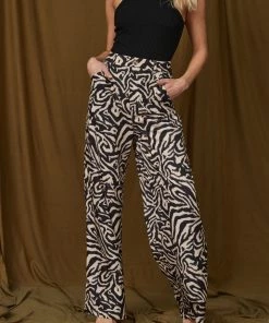 WINK Evelyn Black Abstract Pants CLOTHING