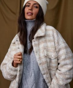 LE LIS CLOTHING Upstate Beige Teddy Jacket