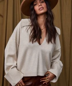 ET CLET Brady Beige Collared Sweater