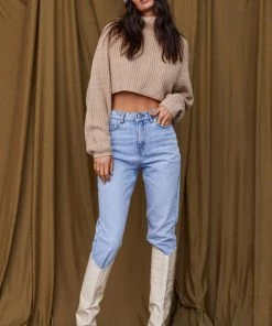 CLOUD TEN No Chill Taupe Crop Sweater