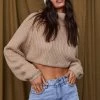 CLOUD TEN No Chill Taupe Crop Sweater 1 CLOUD TEN No Chill Taupe Crop Sweater
