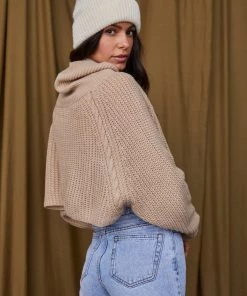 CLOUD TEN No Chill Taupe Crop Sweater