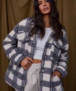 HYFVE Captivate Charcoal Plaid Shacket CLOTHING