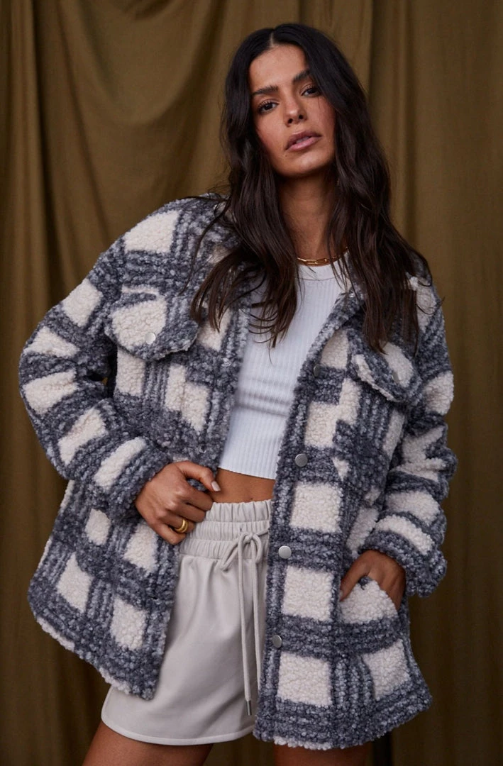 HYFVE Captivate Charcoal Plaid Shacket CLOTHING 4 HYFVE Captivate Charcoal Plaid Shacket CLOTHING