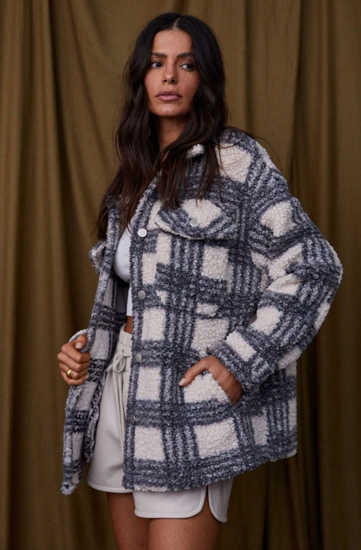 HYFVE Captivate Charcoal Plaid Shacket CLOTHING 6 HYFVE Captivate Charcoal Plaid Shacket CLOTHING