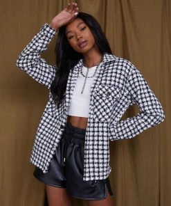 WINK Ginny Checkered Tweed Shacket