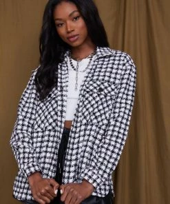WINK Ginny Checkered Tweed Shacket