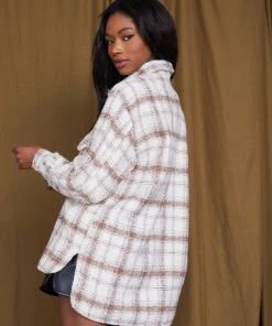Cezele Hotel California Beige Plaid Jacket CLOTHING