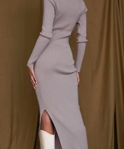 ACOA Eliana Taupe Midi Sweater Dress CLOTHING
