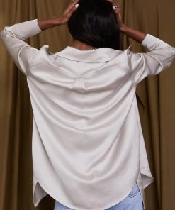 ACOA Brigitte Champagne Satin Top CLOTHING