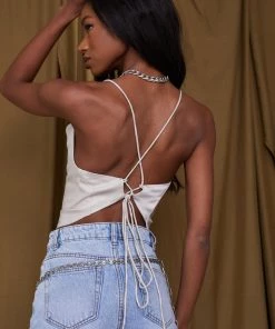 ACOA Palm Canyon Champagne Satin Top CLOTHING