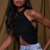 AFTER STITCH CLOTHING Barbados Black Drape Halter Top