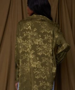 ACOA Willow Olive Jacquard Tie Top