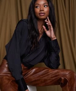 ACOA Mindless Black Button Up Top