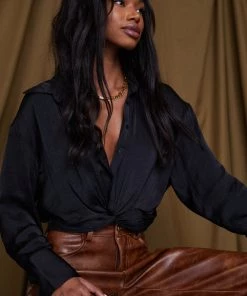 ACOA Mindless Black Button Up Top