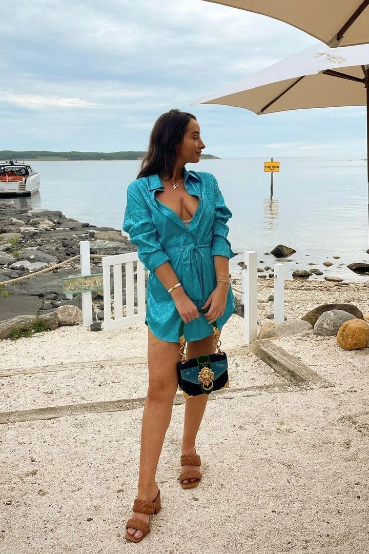 ACOA After Party Aqua Jacquard Dress 4 ACOA After Party Aqua Jacquard Dress