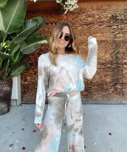 Phil Love La Jolla Aqua Tie Dye Lounge Top