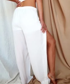 HYFVE Dalia Front Slit White Pants CLOTHING
