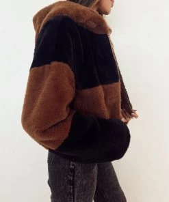 LE LIS CLOTHING Kodiak Colorblock Faux Fur Jacket