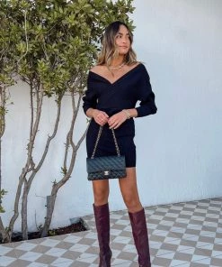 Modern Bridge International Co,Ltd. FLAT/RM B 3/F WING CHEONG COMM BLDG 19-25 JERVOIS STREET SHEUNG WAN HKWINK Bleecker Black Mini Sweater Dress CLOTHING