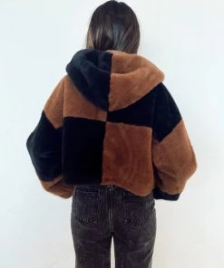 LE LIS CLOTHING Kodiak Colorblock Faux Fur Jacket