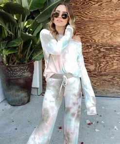 Phil Love La Jolla Aqua Tie Dye Lounge Top