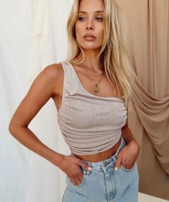 ET CLET Rayne One Shoulder Bone Tank CLOTHING