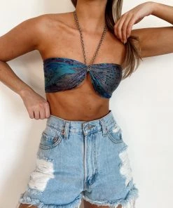 KARMA HIGHWAY Penelope Blue Floral Silk Scarf 8 KARMA HIGHWAY Penelope Blue Floral Silk Scarf