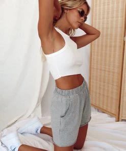 BEIGE BOTANY CLOTHING Ryann White Cropped Tank