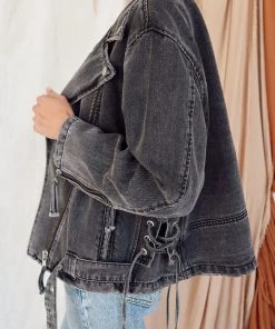 CLOUD TEN Jet Setter Black Denim Jacket CLOTHING