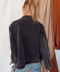 CLOUD TEN Jet Setter Black Denim Jacket CLOTHING