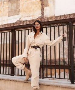 BEIGE BOTANY Bowie Beige Corduroy Jumpsuit CLOTHING