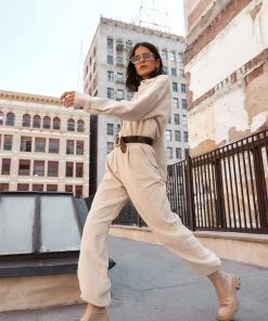 BEIGE BOTANY Bowie Beige Corduroy Jumpsuit CLOTHING