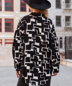 ACOA Ashland Black Abstract Button Up