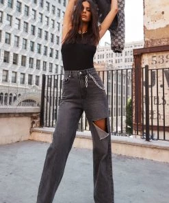 NEOITY Brooklyn Black Slash Boyfriend Jeans CLOTHING