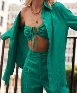 ACOA St. Barths Emerald Jacquard Crop Top