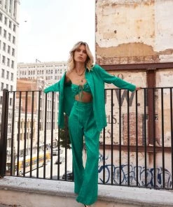 ACOA CLOTHING Gold Rush Emerald Jacquard Blouse